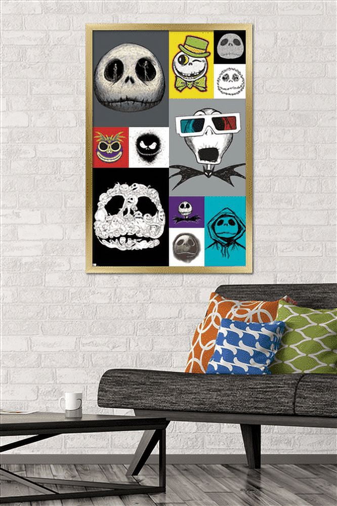 Disney Tim Burton's The Nightmare Before Christmas - Jack Grid Wall Poster, 22.375" x 34", Framed