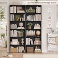 thumbnail image 4 of Homfa 6 Tier Tall Bookshelf and Bookcase, 2PC Wooden Bookcase Display Shelf for Living Room Home Office Library Storage, Black, 4 of 10