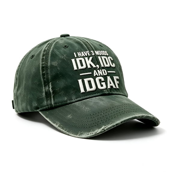 Idk Idc & Idgaf Embroidered Hat Vintage Cotton Dad Hat Adjustable Funny Baseball Cap for Men Women
