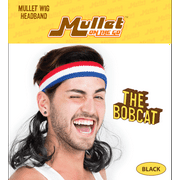 The Bobcat (Black) Costume Mullet Headband Wig by Mullet On The Go