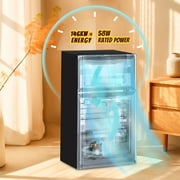 Tacool Small Mini Fridge with Top Freezer Compact Refrigerator Dual Door with Adjustable Thermostat Silver for Home New