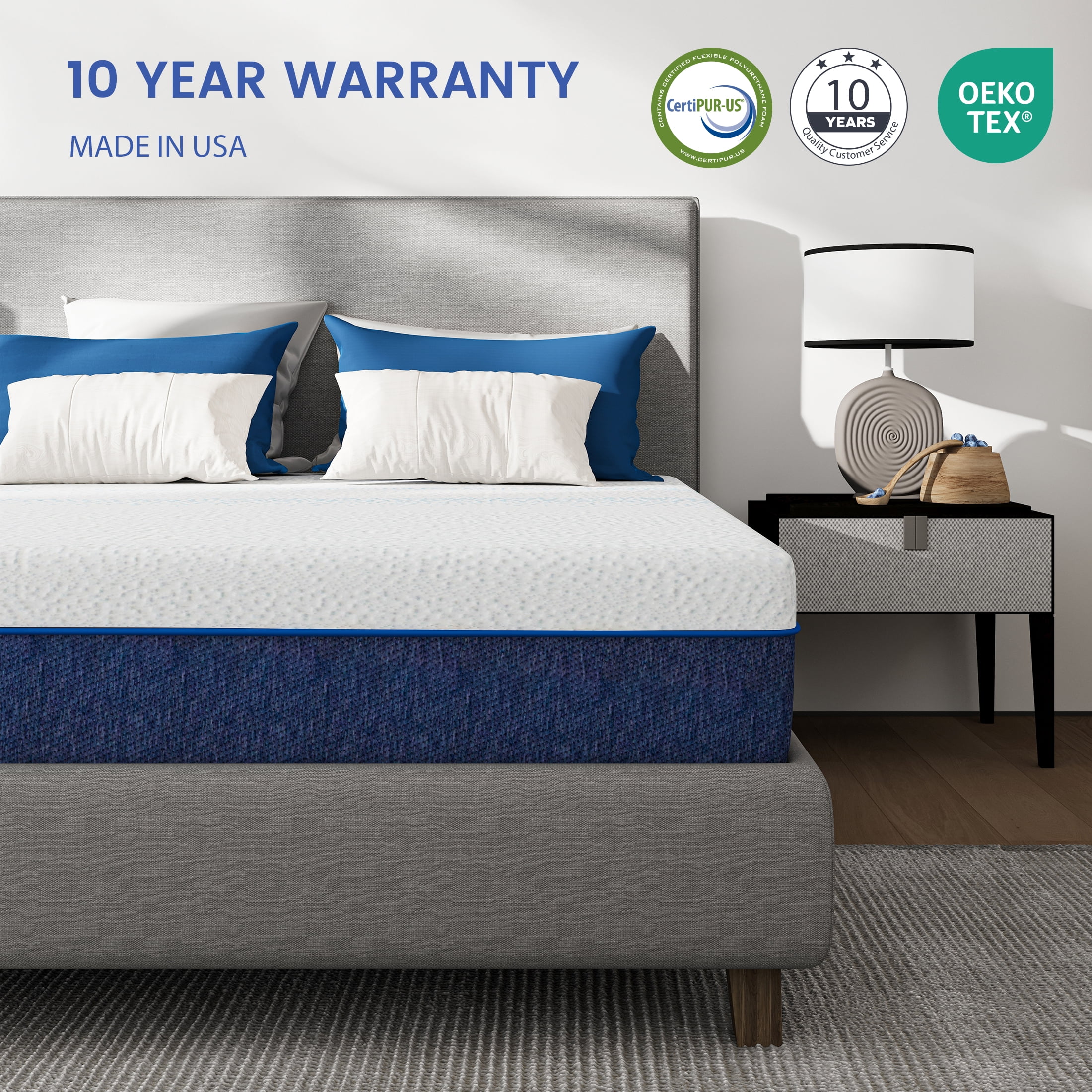 Subfun 8 inch Twin Memory Foam Mattress, Dual Cooling Gel Bamboo Charcoal, CertiPUR-US Certified, Bed-in-a-Box