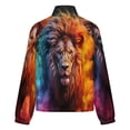 thumbnail image 6 of Jackets for Women Winter Coat Jackets Flannel Stand Collar Jacket(Colorful Lion Flame Art,Size:S-4XL), 6 of 7