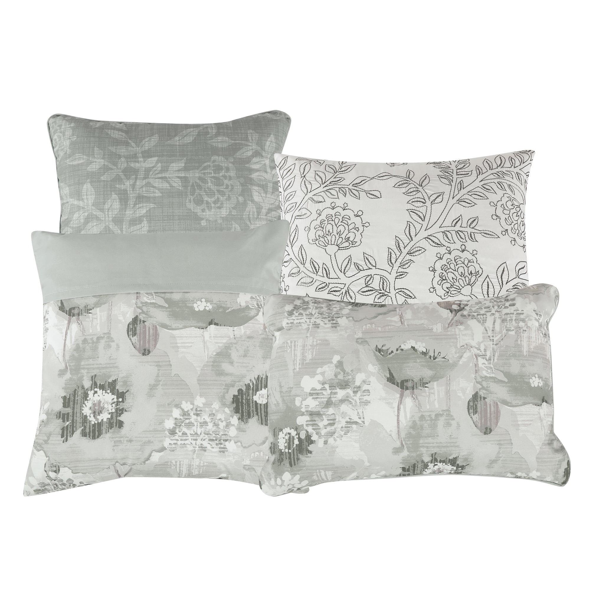 EvJk 7-Piece Luxury Comforter Set, Luxe Print with 3D Embroidery, King