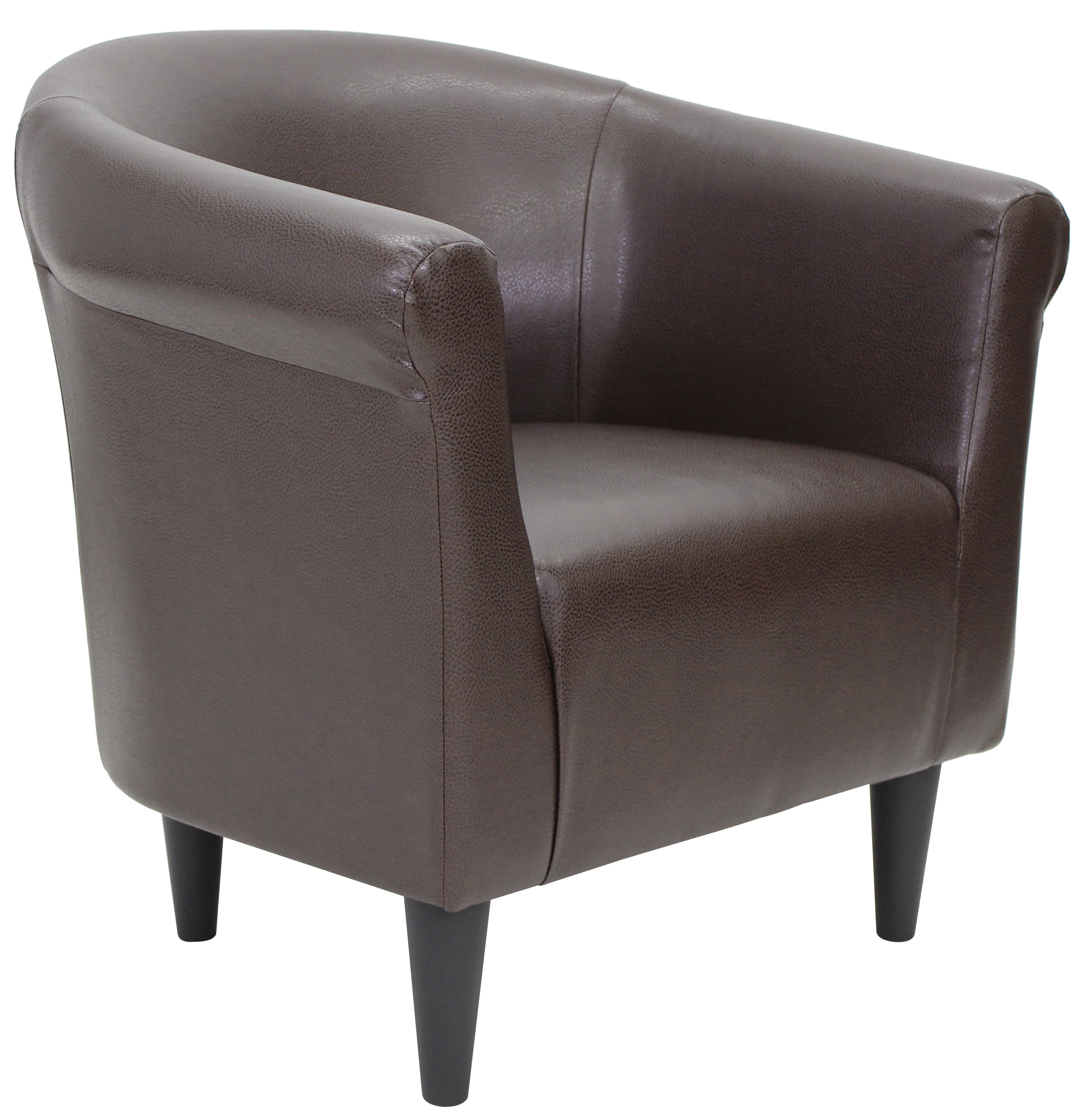 Mainstays Faux Leather Bucket Accent Chair, Brown