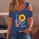 thumbnail image 2 of Tops de Hombro Frío para las Mujeres Día de la Independencia Impreso Fuera Del Hombro Blusa con Cuello en V, Fuera Del Hombro de las Mujeres, 2 of 4