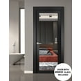 thumbnail image 3 of Solid Interior French 32 x 96 inches | Lucia 1299 Matte Black with Mirror | Single Regular Panel Frame Trims Handle | Bathroom Bedroom Sturdy Doors, 3 of 6