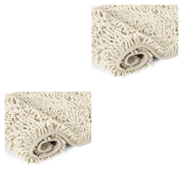 Bearachild Alfombrilla lavable a máquina con alta capacidad de absorción Exquisita chenilla hecha a mano Baño seguro Blanco lechoso 20 * 32 Blanco lechoso 20*32 pulgadas 2Conjunto