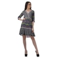 thumbnail image 3 of Moomaya Georgette Printed Wrap Style V-Neck Mini Dress For Women Casual Outfit, 3 of 6