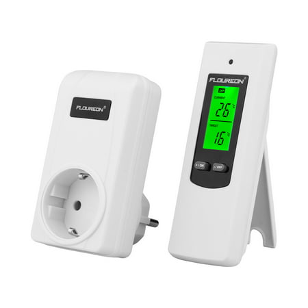 Floureon Wireless RF Plug In Thermostat Heating and Cooling Temperature Controller OPS100+OTS100
