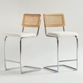 thumbnail image 2 of GrandNoor Modern Square Upholstered Solid Wood Frame Counter Height Bar Stool, White (Set of 2), 2 of 10