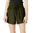 thumbnail image 1 of Women's Shorts Casual Summer Solid Color High Waist Wrinkle Wide Leg Loose Fit Drawstring Bermuda Shorts Daily Short Pants, 1 of 6