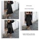 thumbnail image 5 of Vestido de manga larga con farol para mujer, hombros descubiertos, pecho, fruncido, manga con volantes, dobladillo de color sólido, negro M, 5 of 6