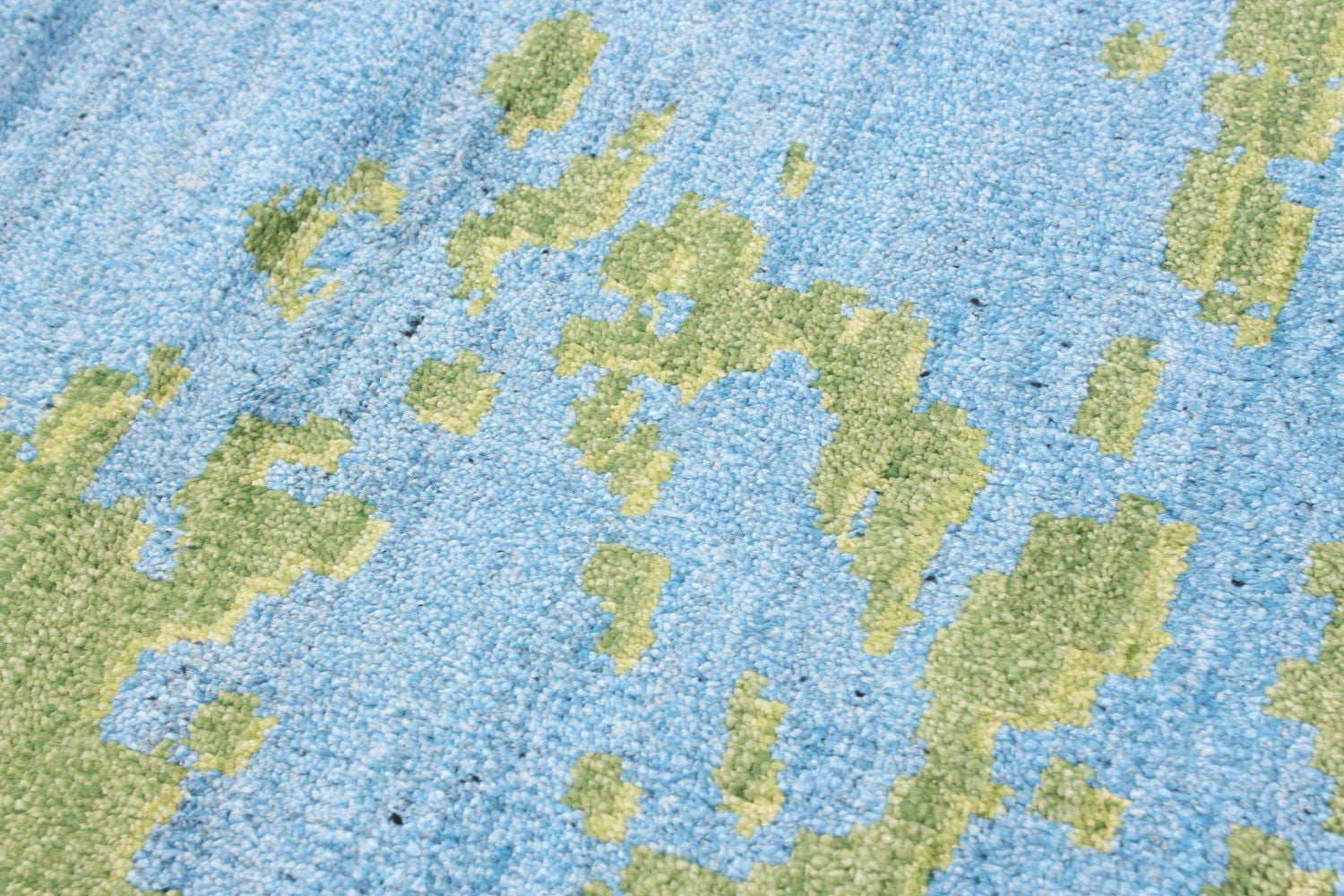 ECARPETGALLERY 5'6" x 7'7" Bordered Jules Oushak Hand-knotted Area Rug for Living Room, Dining Room and Bedroom in Blue