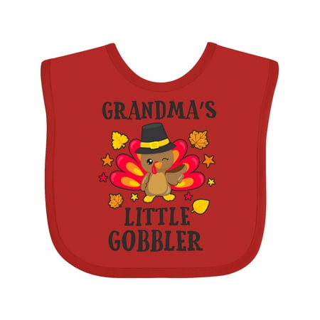 

Inktastic Grandmas Little Gobbler with Turkey and Leaves Gift Baby Boy or Baby Girl Bib