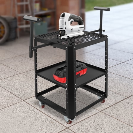 Rolling Planer Stand with Wheels, 550 lbs Load Capacity Tool Stand with Wheels & extension Rollers, Adjustable Miter Saw Stand,Planer Table Stand for Most Planers, Saws, Bench- Machines