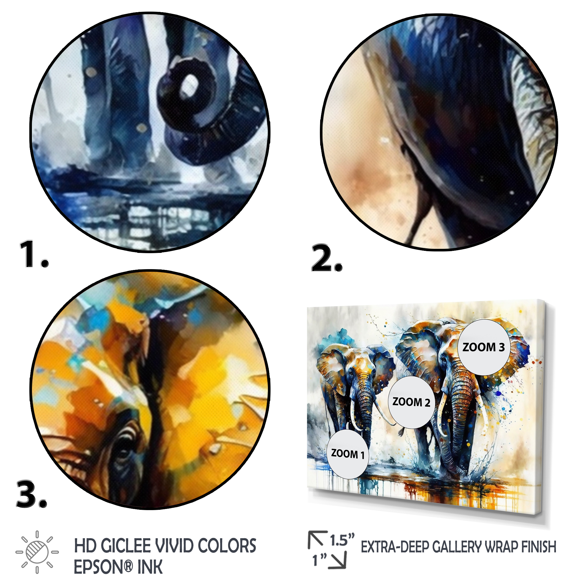 Designart Elephants Running II Canvas Wall Art