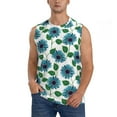 thumbnail image 2 of Lsque Blue Sunflowers Print Men's Cotton Blend Sleeveless Muscle Shirts (S-3XL)- Moisture Wicking, Odor Protection, UPF 30+,3X-Large, 2 of 8