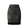 thumbnail image 7 of Wancir Women's Sequin Skirt Sparkle Stretchy Bodycon Mini Skirts Night Out Party, 7 of 7