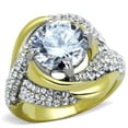thumbnail image 1 of Women Two-Tone IP Gold Stainless Steel Ring with AAA Grade CZ in Clear - Size 8, 1 of 1