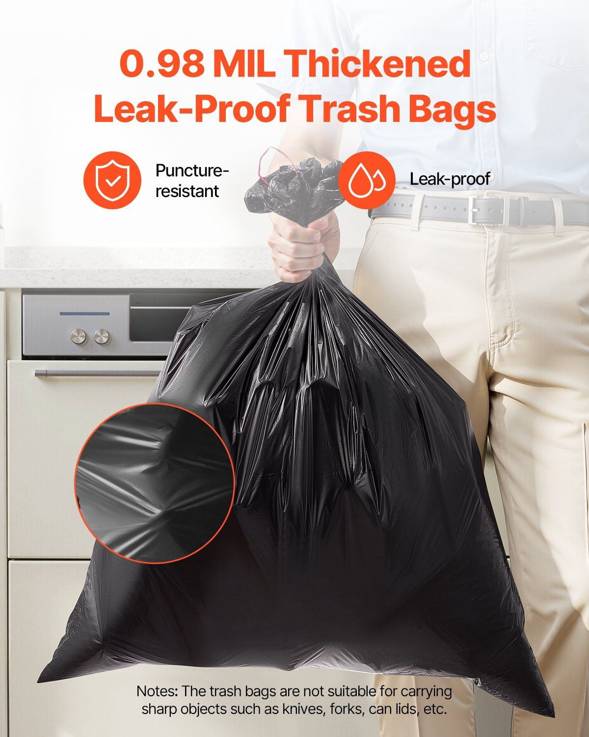 30 Gallon Drawstring Trash Bags, 50 Count Tall Kitchen Trash Bags, Extra Thick 0.98 MIL Heavy Duty Garbage Bags, Leak-Resistant Recyclable Bin Bags with Strong Handles for Home, Office, RV