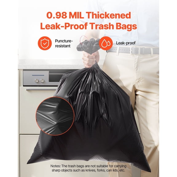 50 Count Black Drawstring Trash Bags 30 Gallon Premium Tall Kitchen Garbage Bags, Leak Proof & Tough Recyclable Bin Liners for Home Use, Camping, Office