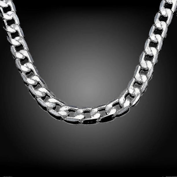 26-27 925 Sterling Silver Men's Necklace 20/24 Inches Classic 8mm Chain Luxury Jewelry Wedding Christmas G