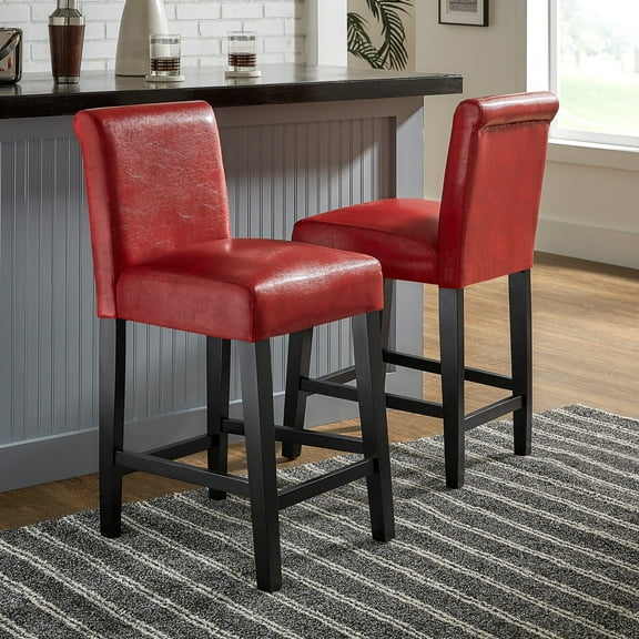 Weston Home Arica 24" Faux Leather Counter Height Stool, Set of 2, Multiple Colors
