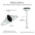 thumbnail image 5 of Rosec Jewels Genuine Black Spinel Solitaire Celtic Ring with Diamond for Women (4X8 mm), 18K White Gold, US 6.50, 5 of 8