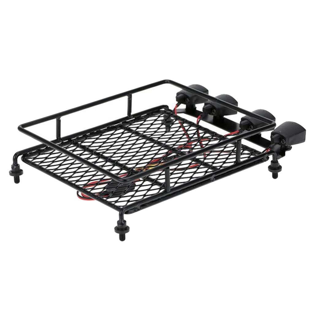 Roof Rack Luggage with Square Light Bar for 1/10 RC Crawler Axial SCX10 US STOCK 