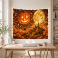 thumbnail image 5 of Jack O Lantern Balloon Over Village Path, Whimsical Fantasy Style for Pumpkin Decor Lovers, Autumn Wall Decor Halloween Gift, Tapestry Wall Hanging for Bedroom and Dorm, 5 of 7