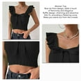 thumbnail image 5 of Slatcetga Women Top Bow Knot Front Neck Sleeveless Top Ruffle Rib Knit Slim Blouse Pure Color Blouse Black S, 5 of 6
