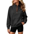 thumbnail image 4 of TZZQ Women Quarter Zip Pullover Sweatshirt Oversized Loose Fit Athletic Sweatshirt Casual Fashion Stand Collar Long Sleeve Pullover Hoodie Comfy Trendy Plus Size Relaxed Fit Sports Shirts Black L, 4 of 8