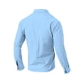 thumbnail image 6 of Men's Linen Cotton Long Sleeve Shirt Top Casual Lapel Button Down Shirt Loose Fit Breathable Waffle Knit Soft Textured Business Casual Work Office Travel Outfit | AESTIVO,Light Blue XL, 6 of 9