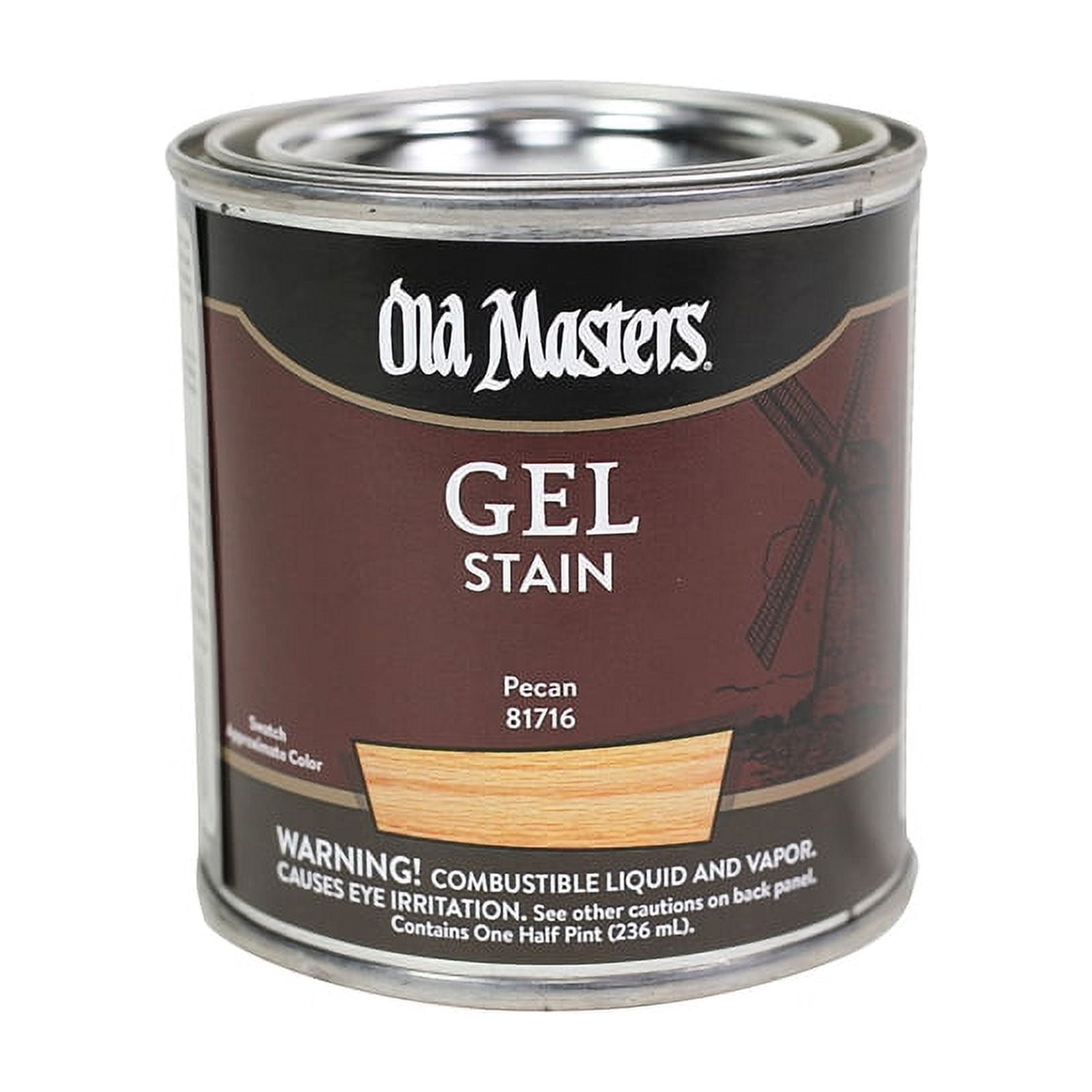 1/2 pt Old Masters 81716 Pecan Gel Stain Oil-Based Stain