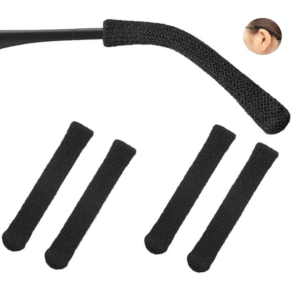 Eyeglasses Ear Grippers- NOGIS 4Pcs Glasses Ear Cushion Glasses Behind Ears Eye Glasses Ear Grippers Soft Knitting Cotton Eyeglasses Temple Tips Sleeve Glasses Arm Cushion Anti Slip