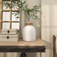 thumbnail image 3 of DecMode 11" White Ceramic Vase with Wrapped Rattan Detailing, 3 of 13