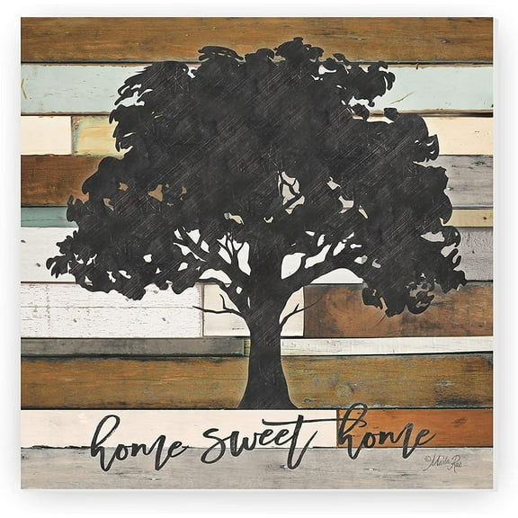 Home Sweet Home Rustic Tree Wood Farmhouse Wall Sign 12x12 (Unframed)