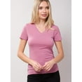 thumbnail image 6 of Made by Olivia Women's Basic Solid Short Sleeve V Neck Jersey Top, 6 of 6