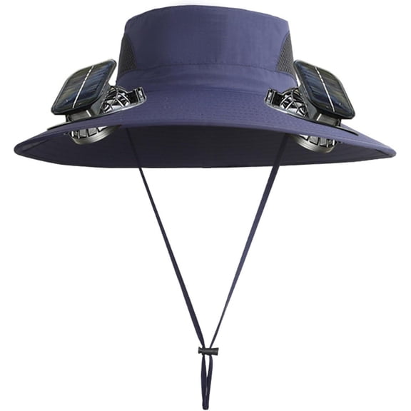 Men Women Wide Brim Sun Hats with 2 Solar Fan Waterproof Breathable Bucket Hat Outdoor Fishing Hat for Hiking Camping