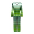 thumbnail image 4 of Fouhkni Womens Pajama Sets 2 Piece Striped Sleepwear V Neck Long Sleeve Shirts Pants Loungewear, 4 of 5