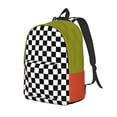 thumbnail image 2 of XMXT Backpack for School Work, Green Orange Check Print Canvas Bookbag Travel Bag for Women Men, m Multicolor, 2 of 7