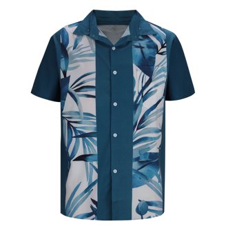 Hawaiian Shirt For Men - Tropical Floral Short Sleeve Button Down Casual Beach Holiday Shirt