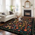 thumbnail image 2 of Boho Black Flowers Area Rugs 5'x7', Small Throw Rugs for Laundry Room Playroom, Spring Abstract Watercolor Floral Leaf Indoor Outdoor Rug Non-Slip Low Pile Carpet Runner Reversible Floor Mats, 2 of 8