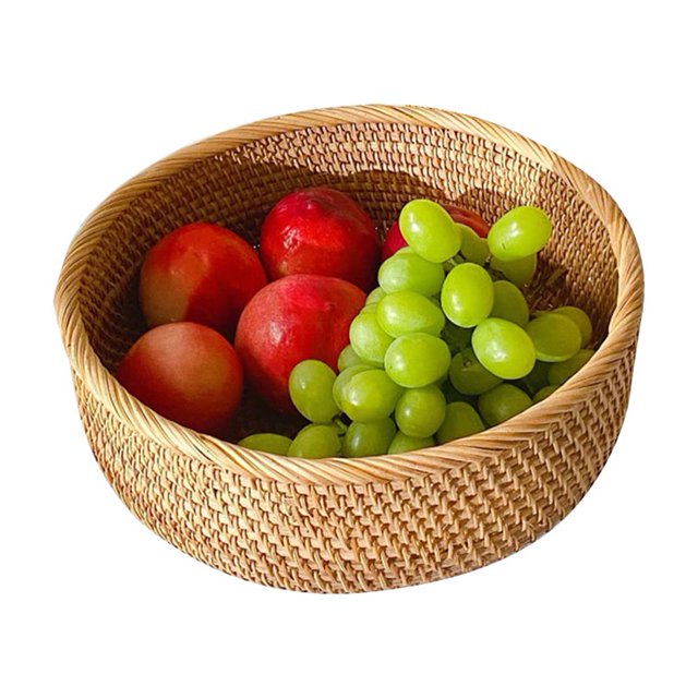 Bsvklp Cesta Mimbre Hecha A Mano Regalo Perfecto Fuente Comida Tejida Natural para El Desayuno (L)