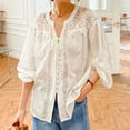 thumbnail image 4 of Vintage Top Oversize Lantern Long Sleeve Blouse Cotton White Lace Blouses Shirt Women Boho Beach Loose Ladies Blusas, 4 of 25