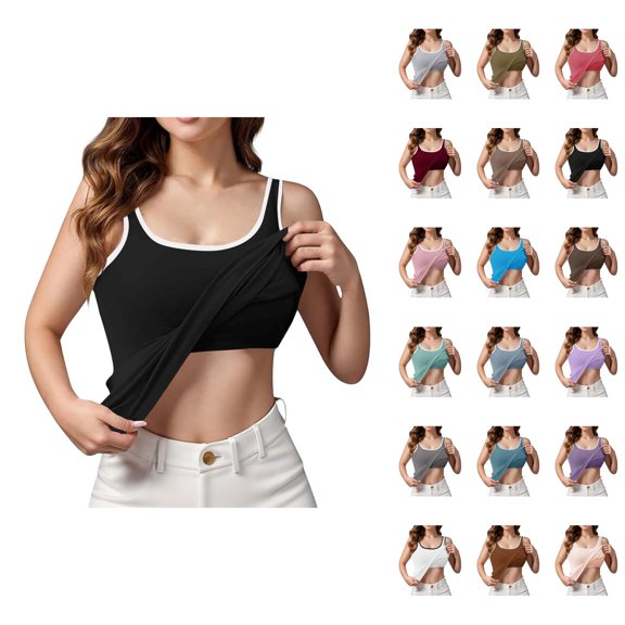 Womens Tank Tops with Built in Bras Scoop Neck Lightweight Breathable Fitted Sleeveless Shirt Summer Outfits