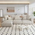 thumbnail image 1 of The Magic Home 3-Seater Convertible Modular L-Shaped Corduroy Sectional Sofa, Beige, 1 of 9