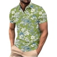 thumbnail image 2 of DPTALR Men's Casual Printed Button Turndown Collar Short Sleeve Pullover T-shirt Blouse,Green, XXXXL, 2 of 5