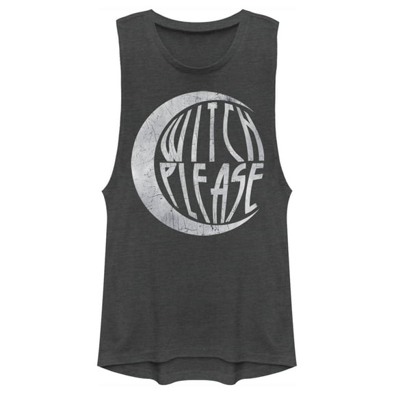 Junior's CHIN UP Halloween Witch Please  Festival Muscle Graphic Tee Charcoal 2X Large